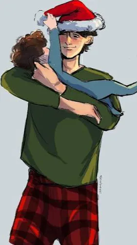 ai character: Pjo Xmas fam background