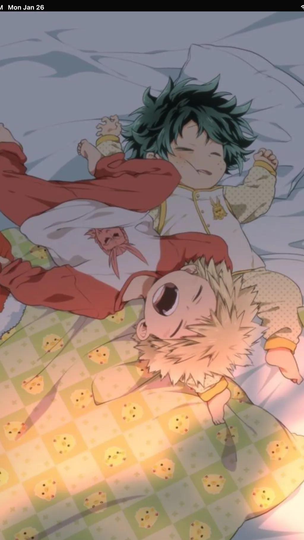 ai character: Bakudeku sleepover background