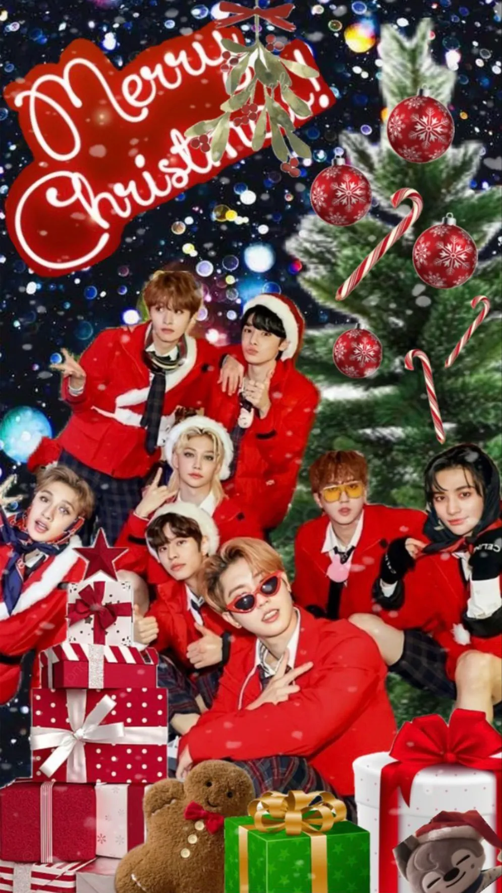 ai character: SKZ Christmas  background