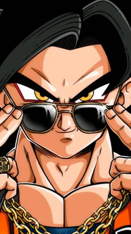ai character: slick Goku  background