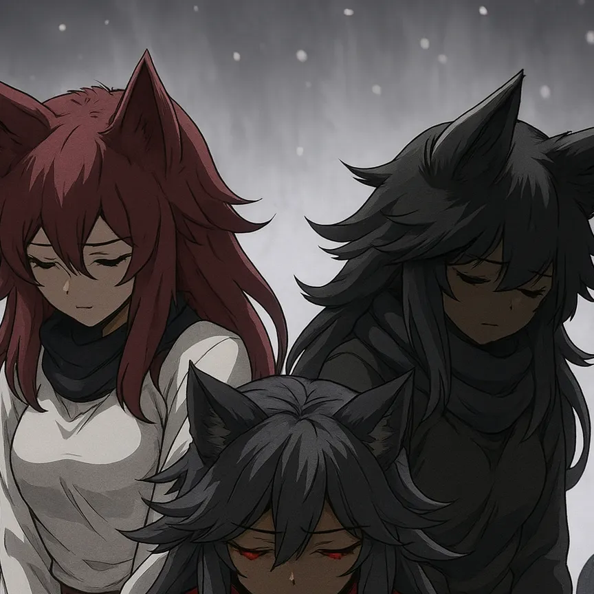 chat with ai character: Three wolf sisters