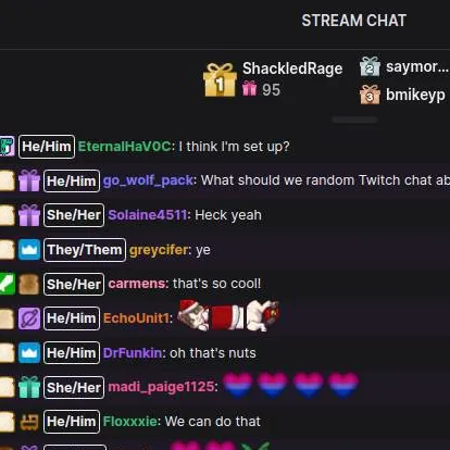 chat with ai character: Twitch Chat People