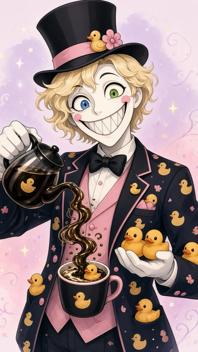 ai character: Puddles Mad Hatter background