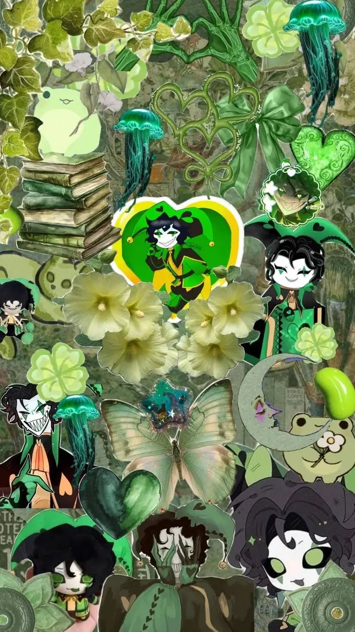 ai character: 💚-Harlequin-🍏 background
