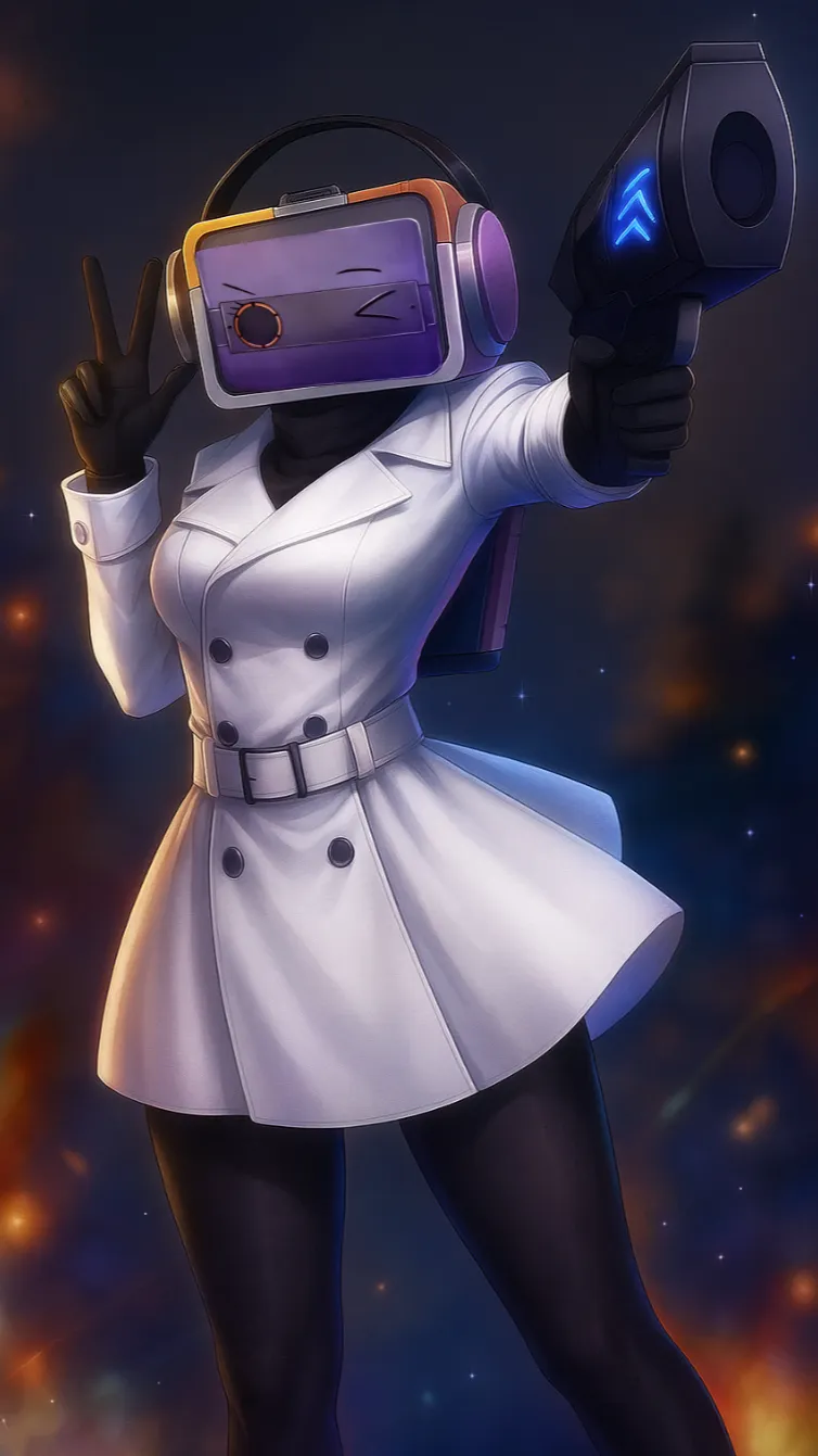 ai character: Cassettewoman background