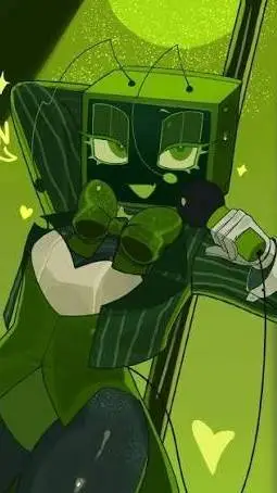 ai character: 📺🟢 Vee 🟢📺 background