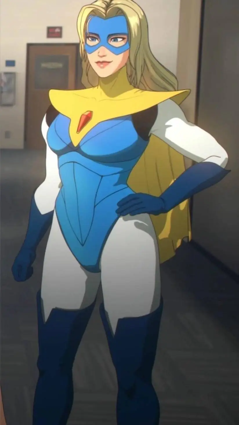 ai character: blonde blazer background