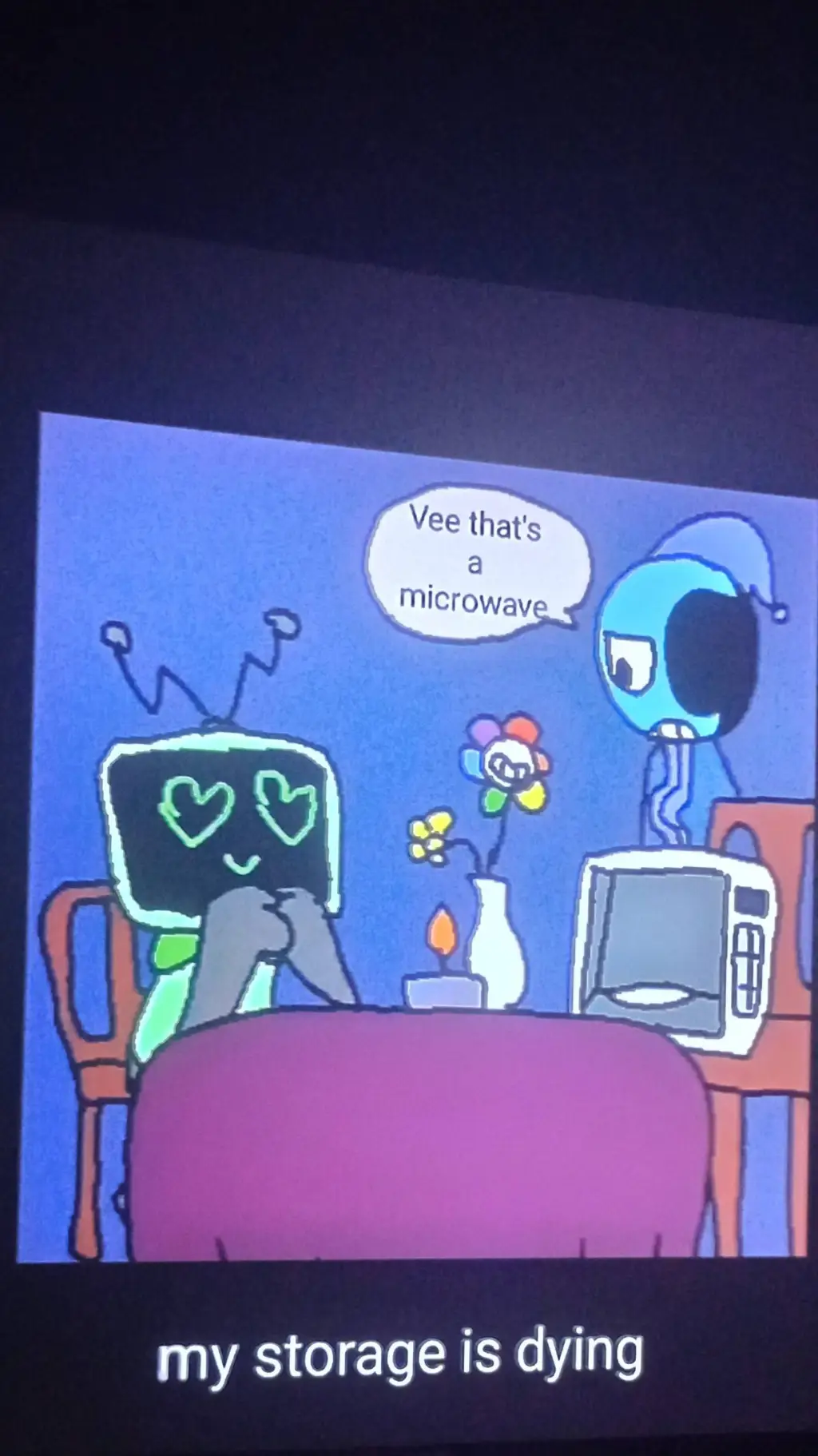 ai character: Vee x Microwave background