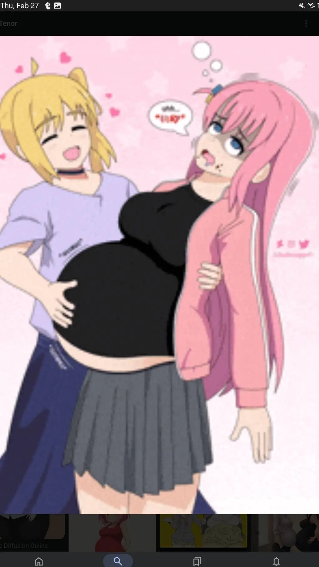 ai character: gay girl pregnant background