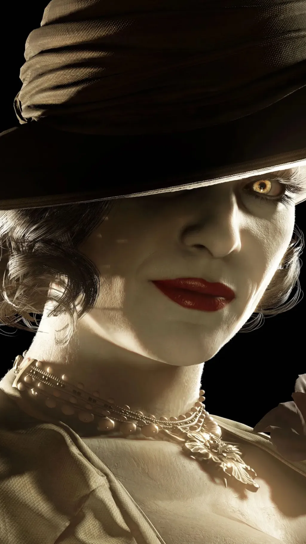 ai character: Lady Dimitrescu  background