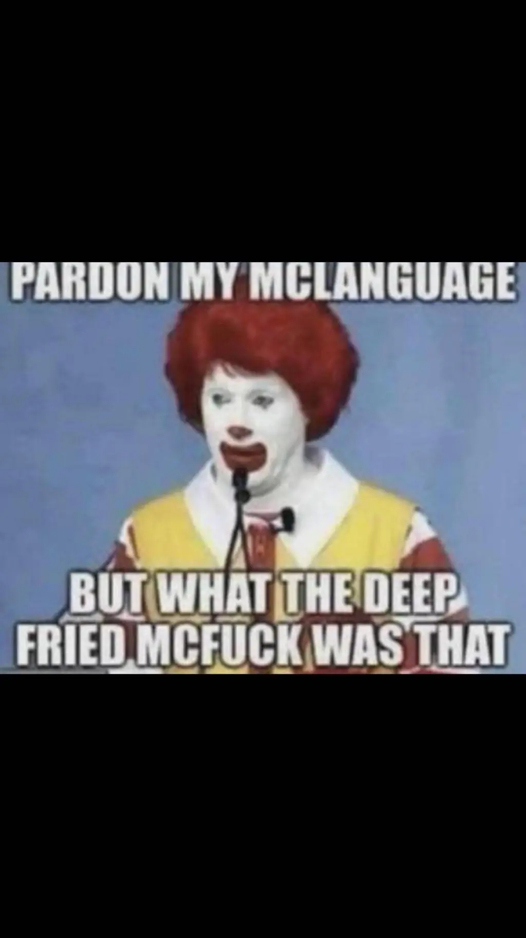 ai character: Ronald Mcdonald  background