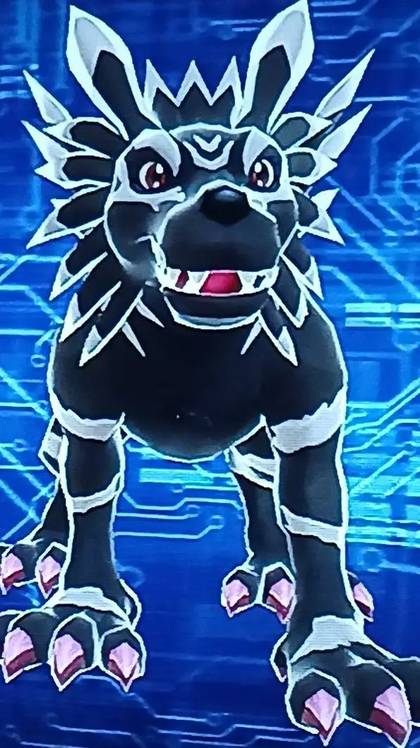 ai character: garurumon (black) background