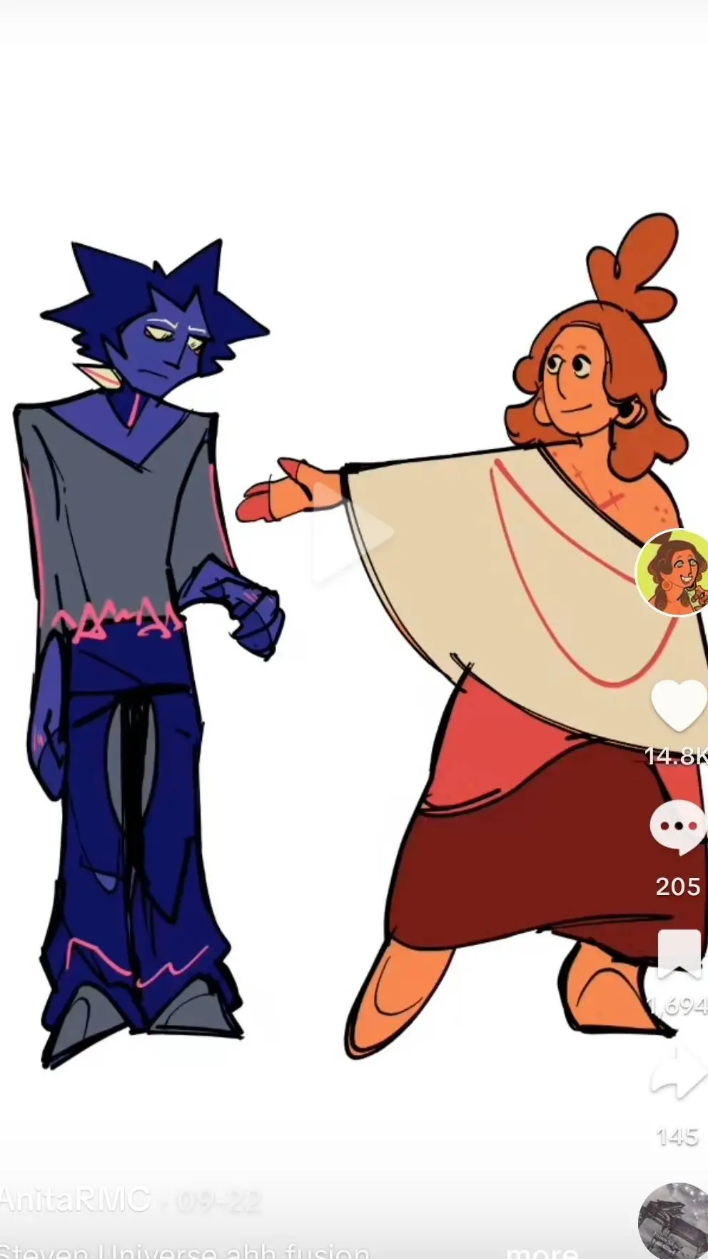 ai character: blue guy+orange gy background