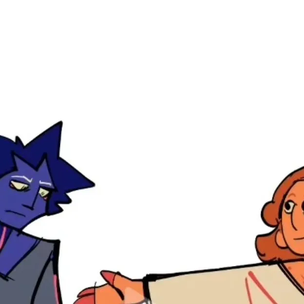 chat with ai character: blue guy+orange gy