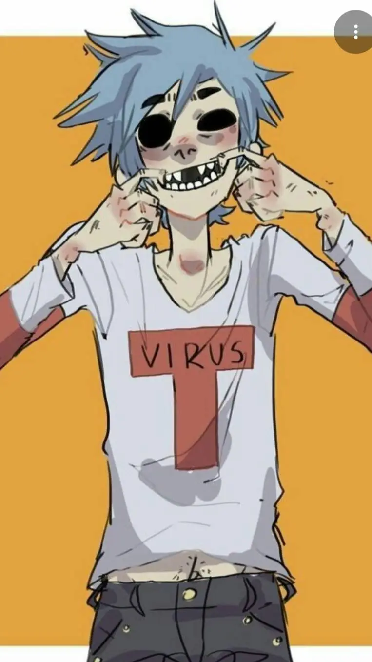 ai character: 2D singer Gorillaz background
