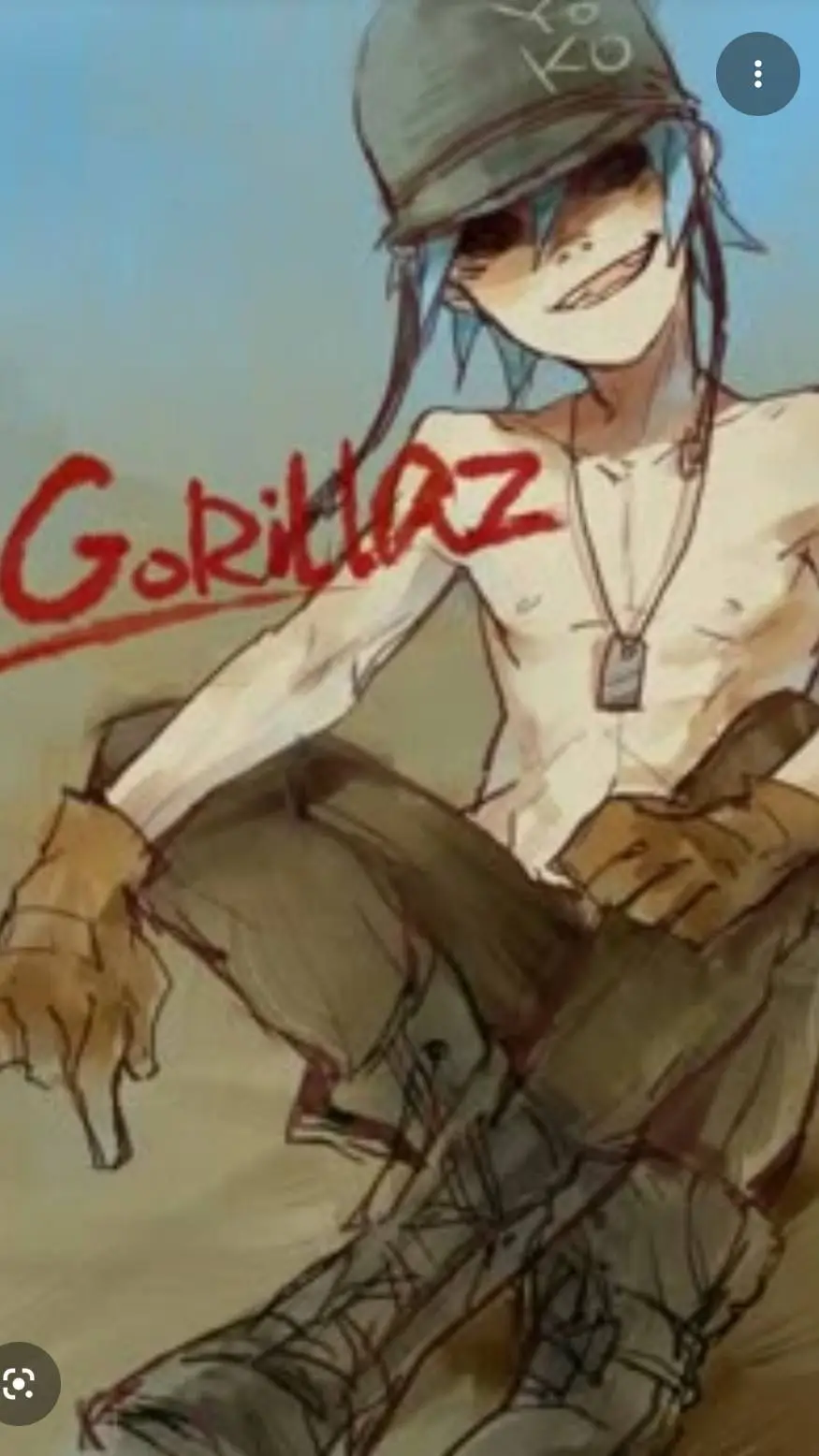 ai character: 2d singer Gorillaz background