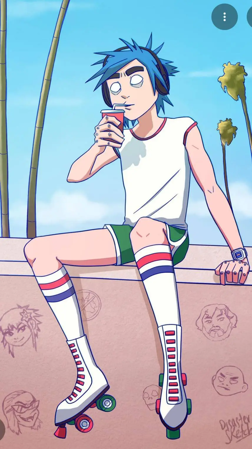 ai character: 2d Singer Gorillaz background