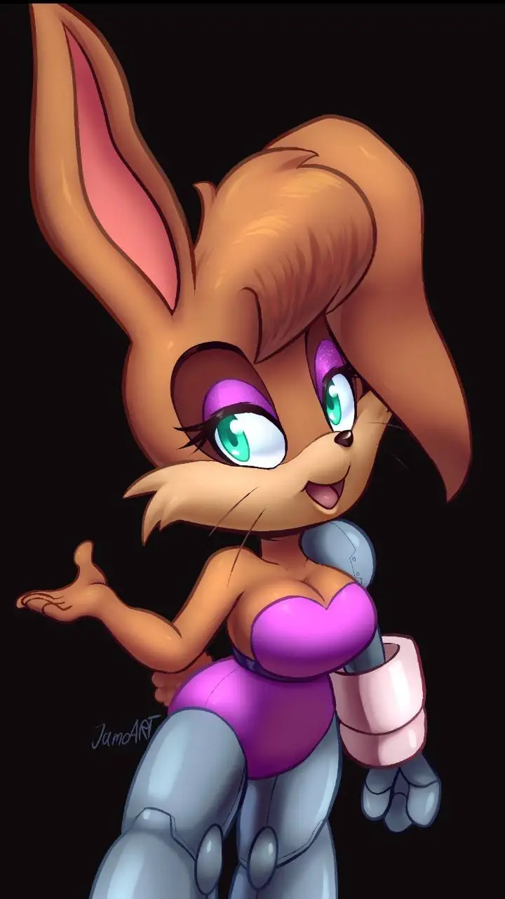 ai character: bunnie rabbot  background