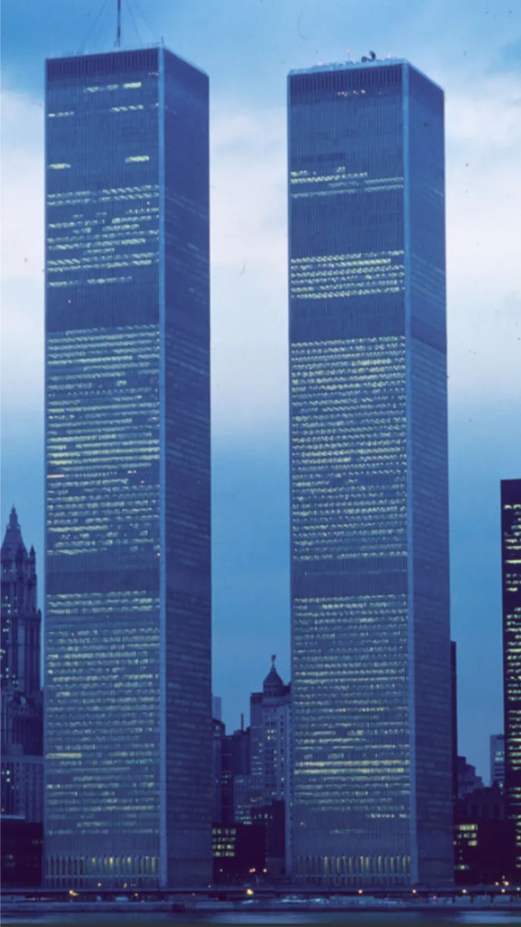 ai character: Twin towers  background