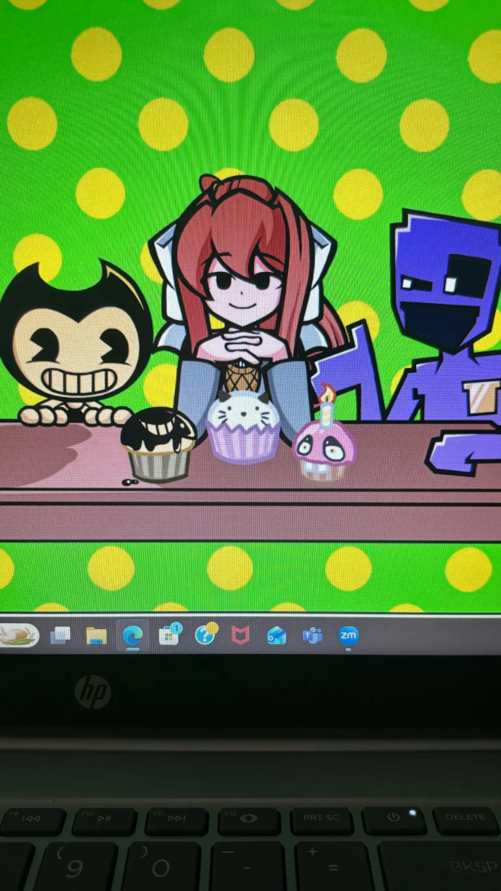 ai character: Monika bendy W.A background