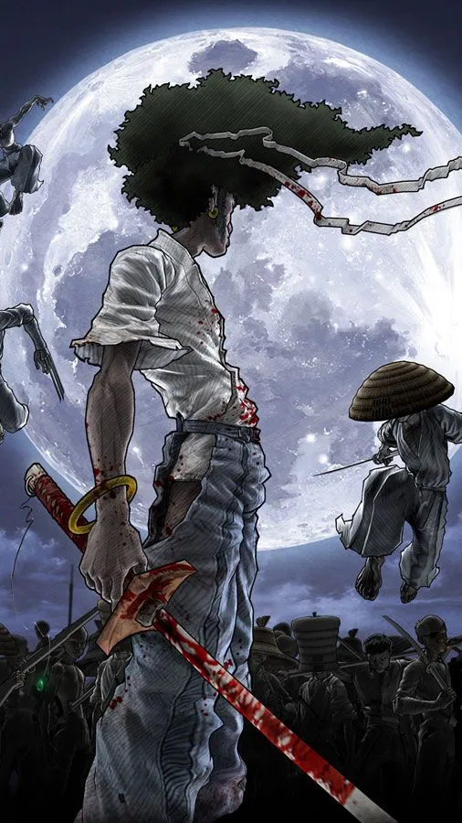 ai character: Afro samurai  background
