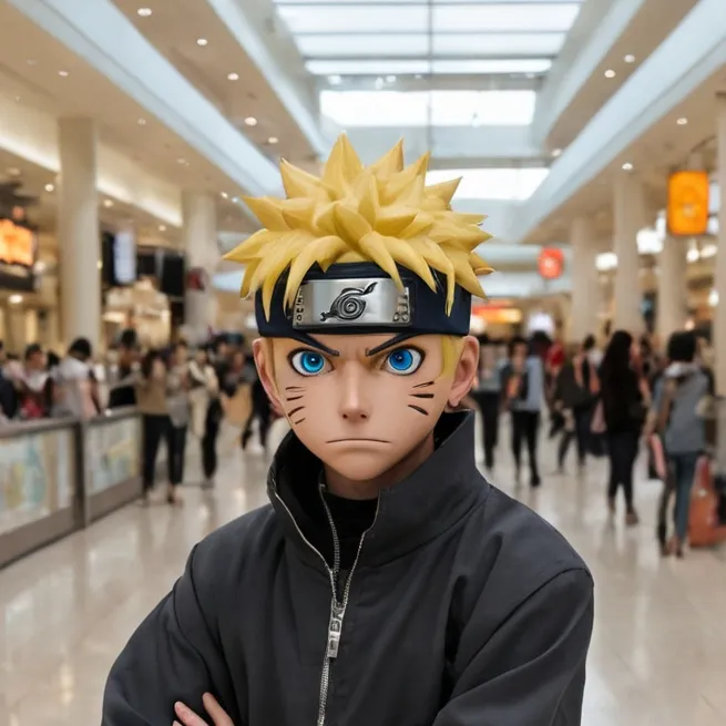 chat with ai character: Naruto in a mall