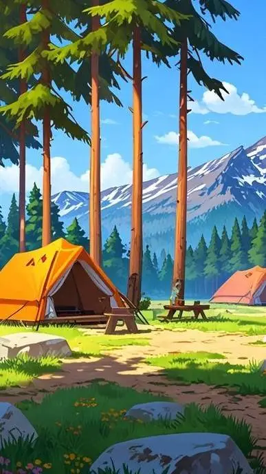 ai character: Mha camping trip background
