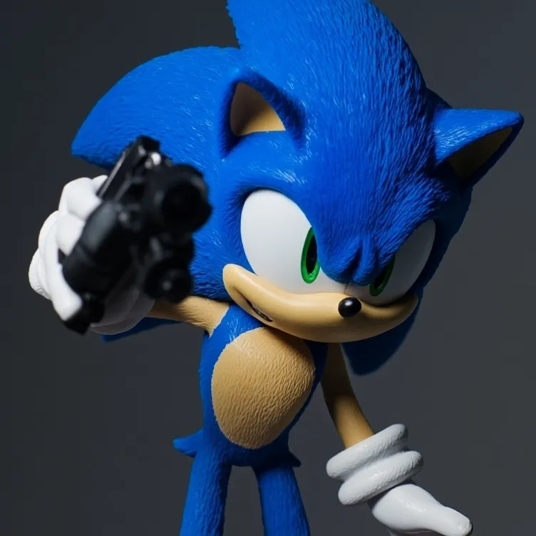 chat with ai character: sonic w/ gun
