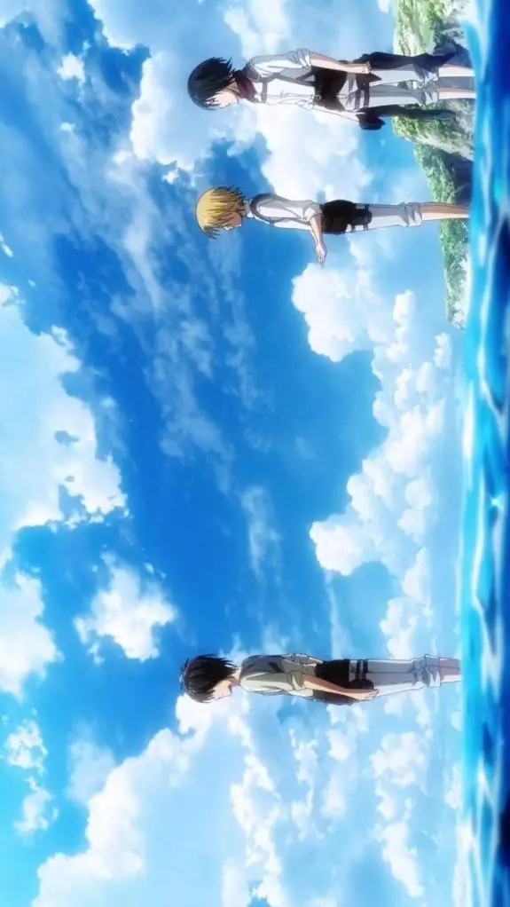 ai character: AOT beach background