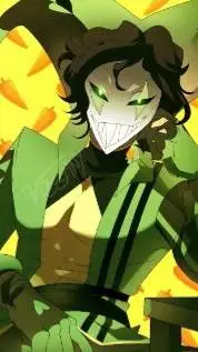 ai character: harlequin💚 background