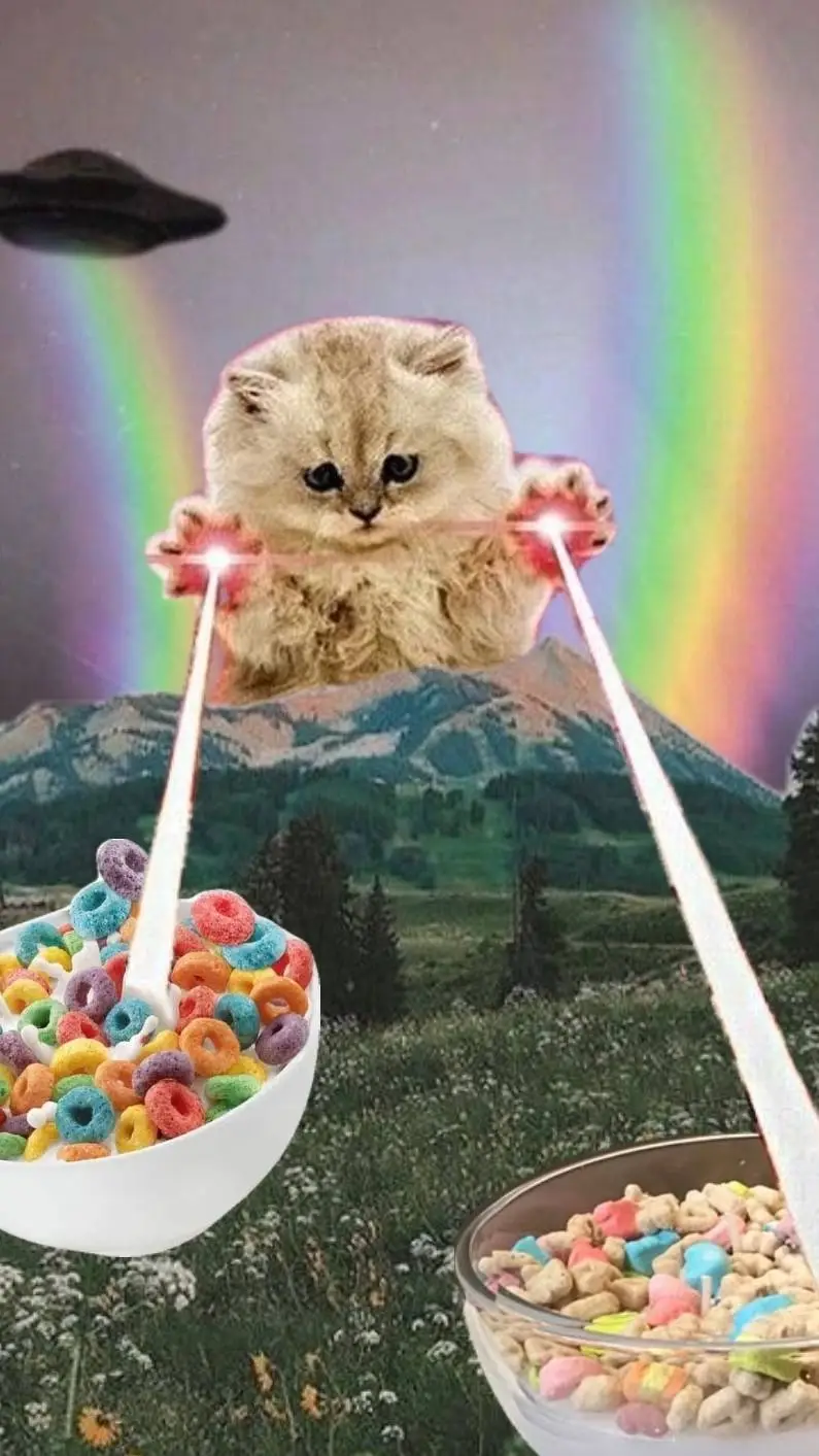 ai character: KITTEN🥣🌈 background