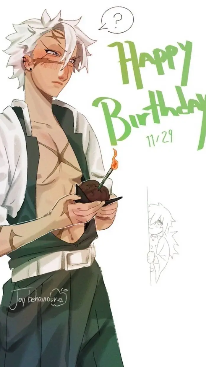 ai character: SANEMI BIRTHDAY💚🎂🎉 background