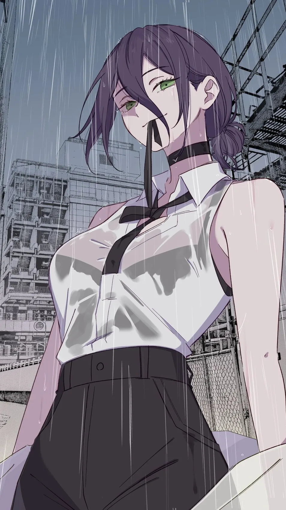 ai character: Reze.  background