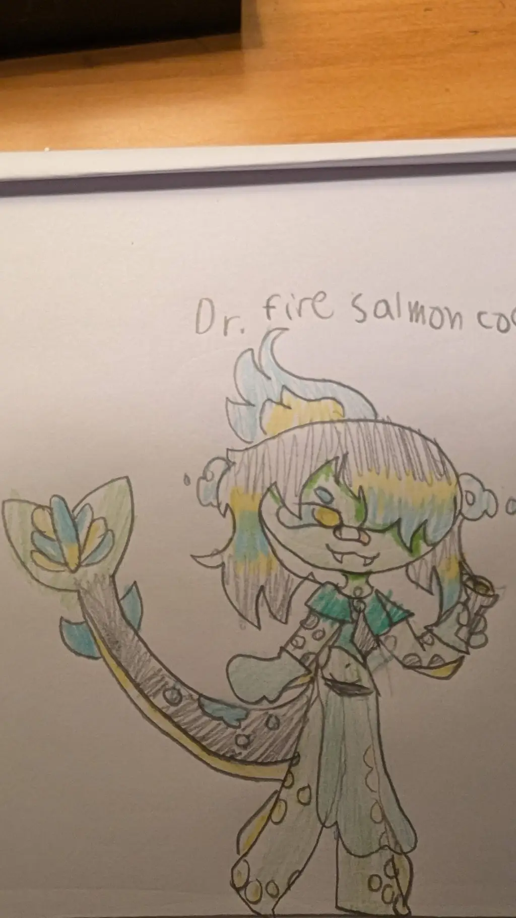 ai character: Dr. Fire salmon  background