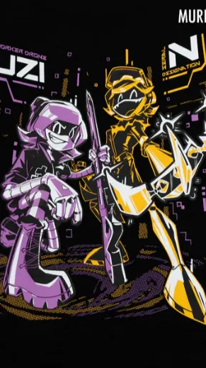 ai character: N and UZI  background