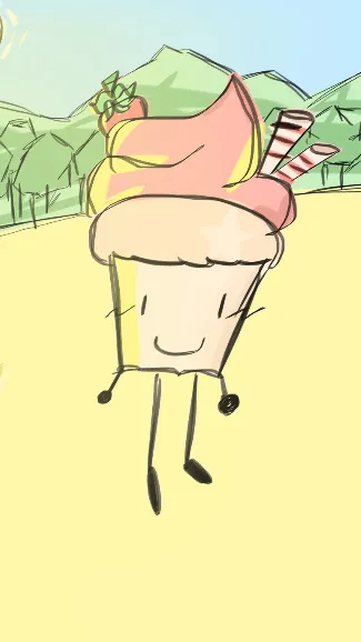 ai character: Strawberry cupcake background