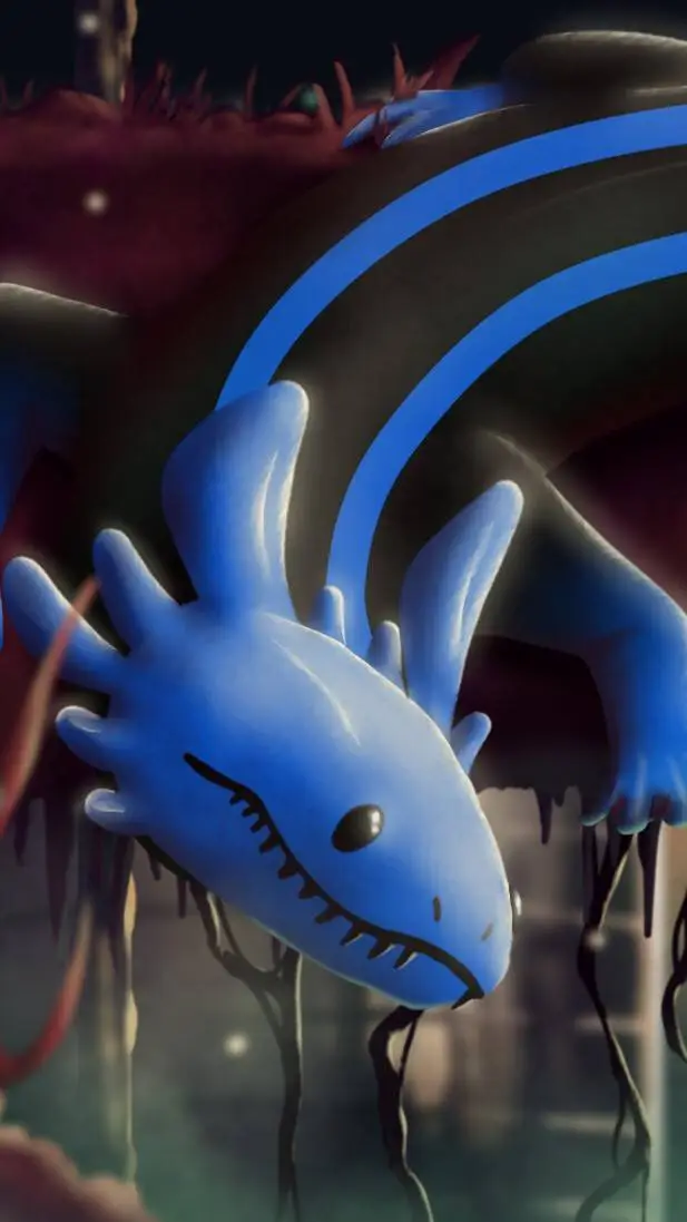 ai character: blue lizard  background