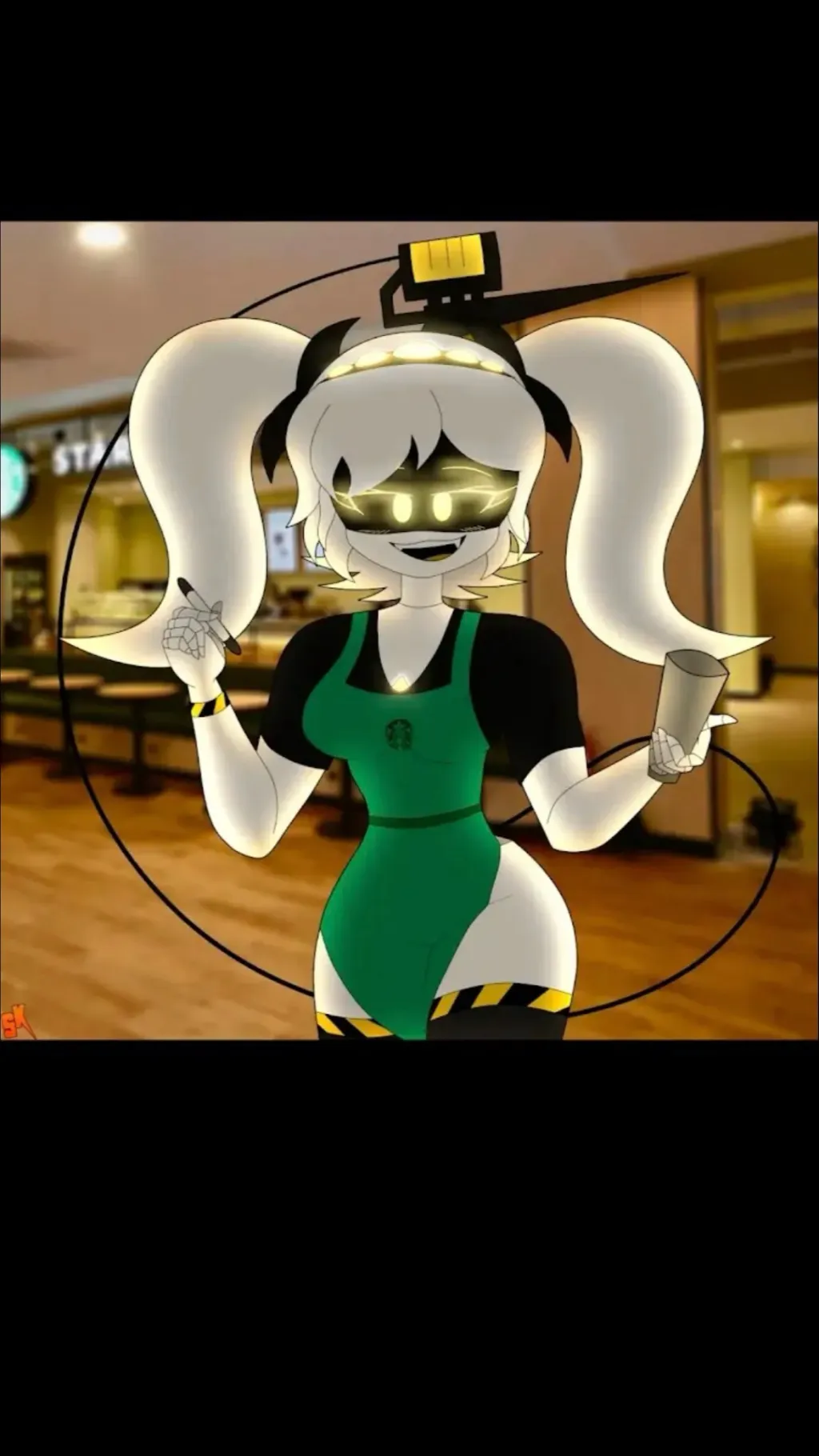 ai character: J (At Starbucks) background