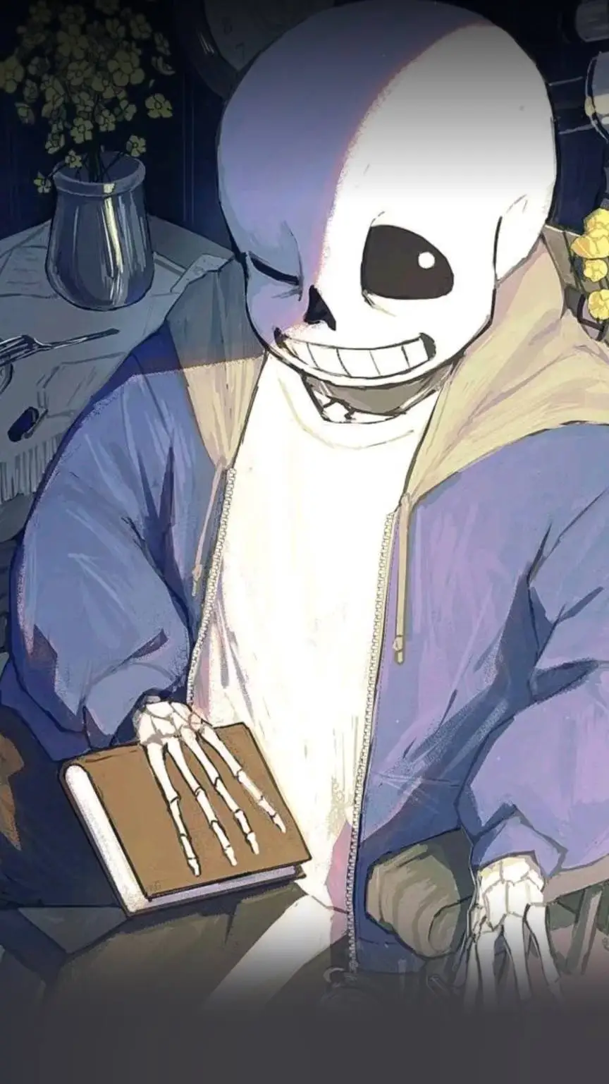 ai character: sans The skeleton background