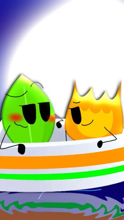 ai character: Firey X Leafy background