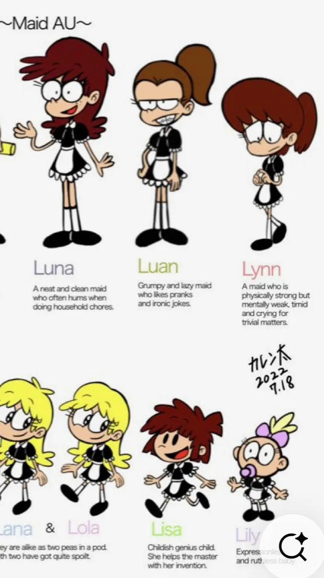 ai character: Loud house maids  background
