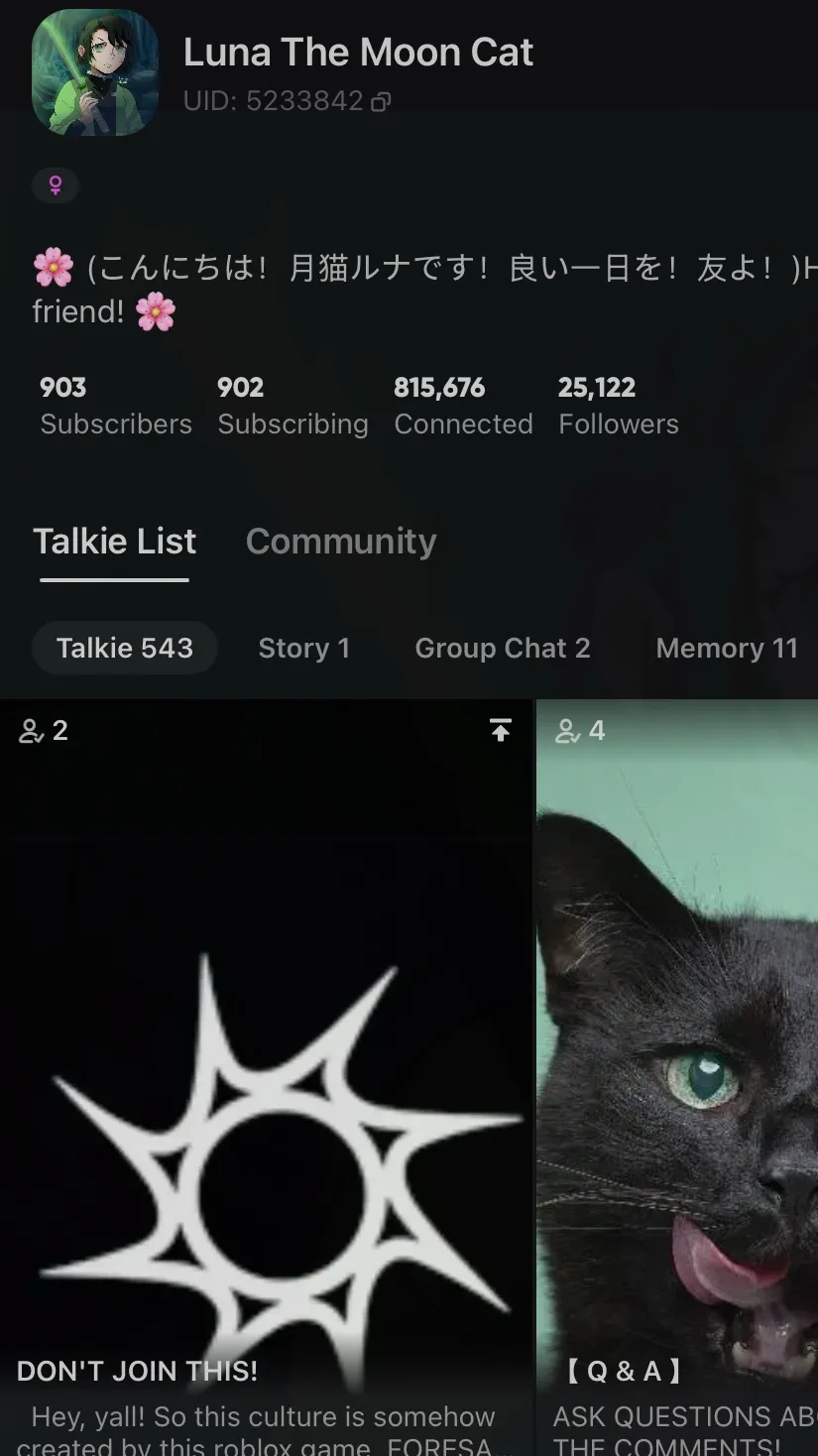 ai character: Luna teh baddie background