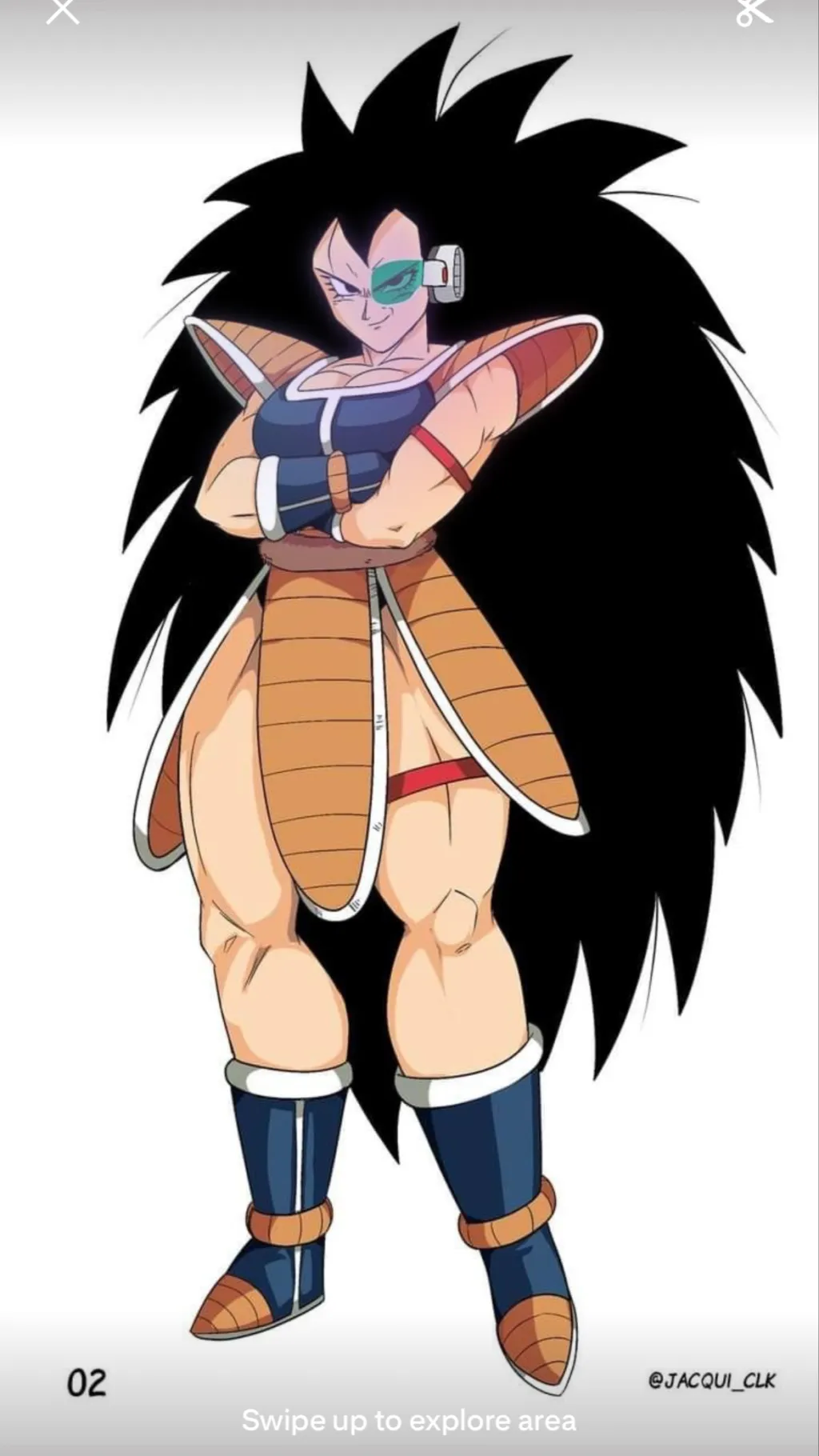 ai character: Female Raditz  background