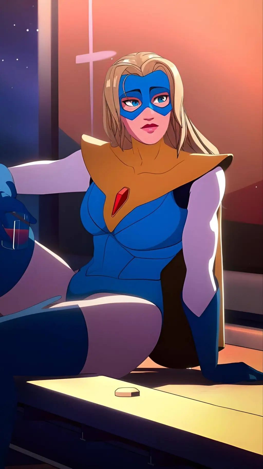 ai character: Blonde Blazer background