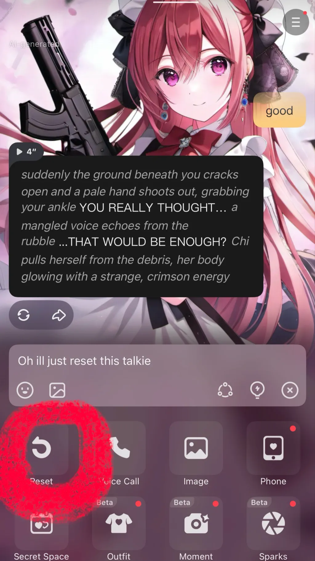 ai character: Reset button background