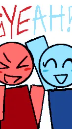 ai character: Red and Blue :D background