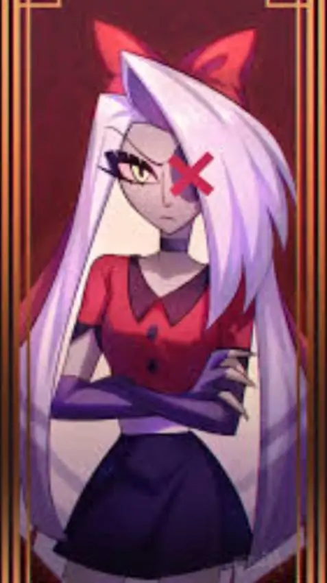 ai character: 🩶🪽Vaggie🪽🩶 background