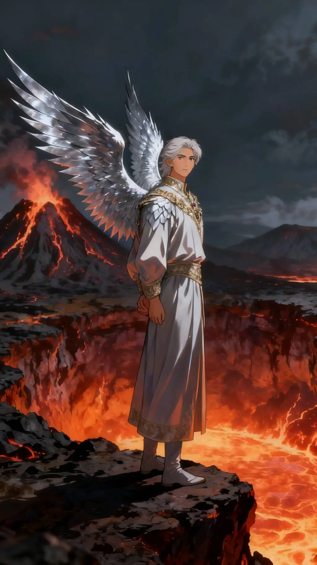 ai character: flame f. silver  background