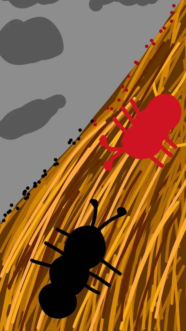 ai character: Ants war black-red background