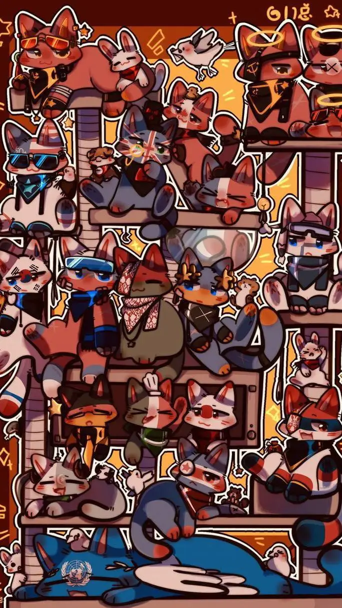 ai character: COUNTRIES CATS 🐱 background